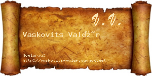 Vaskovits Valér névjegykártya